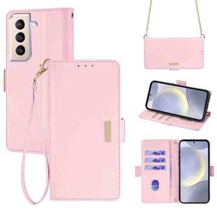 For Samsung Galaxy S22+ 5G Crossbody Chain Leather Phone Case(Pink)