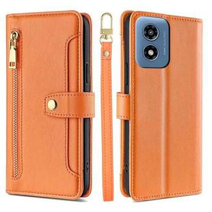 For Motorola Moto G Play 4G 2024 Sheep Texture Cross-body Zipper Wallet Leather Phone Case(Orange)