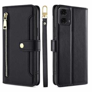 For Motorola Moto G24 4G Sheep Texture Cross-body Zipper Wallet Leather Phone Case(Black)