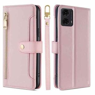 For Motorola Moto G24 4G Sheep Texture Cross-body Zipper Wallet Leather Phone Case(Pink)