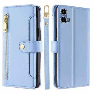 For Motorola Moto G34 5G Sheep Texture Cross-body Zipper Wallet Leather Phone Case(Blue)