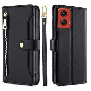 For Motorola Moto G Stylus 5G 2024 Sheep Texture Cross-body Zipper Wallet Leather Phone Case(Black)