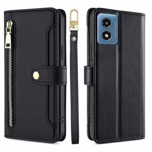 For Motorola Moto G 5G 2024 Sheep Texture Cross-body Zipper Wallet Leather Phone Case(Black)