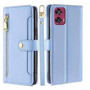 For Motorola Edge 50 Fusion 5G Sheep Texture Cross-body Zipper Wallet Leather Phone Case(Blue)