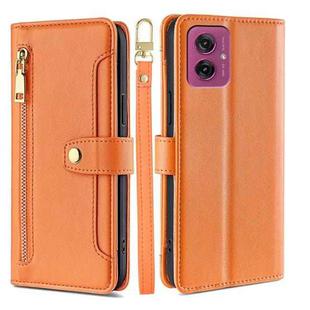 For Motorola Moto G55 5G Sheep Texture Cross-body Zipper Wallet Leather Phone Case(Orange)