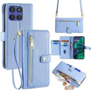For Motorola Moto G Stylus 5G 2025 Sheep Texture Cross-body Zipper Wallet Leather Phone Case(Blue)