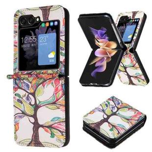 For Samsung Galaxy Z Flip5 Colored Drawing Pattern PU + PC Shockproof Phone Case(Big Tree)