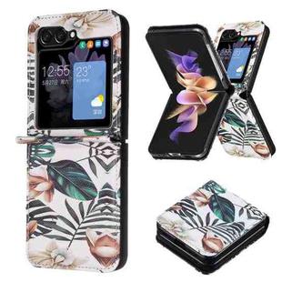 For Samsung Galaxy Z Flip6 Colored Drawing Pattern PU + PC Shockproof Phone Case(Red Leaves)