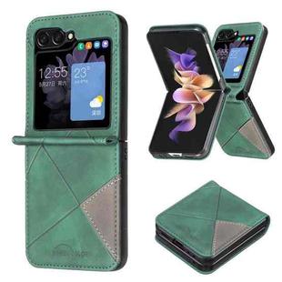 For Samsung Galaxy Z Flip6 Rhombus Texture PU + PC Shockproof Phone Case(Green)