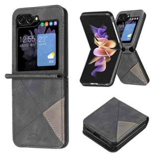 For Samsung Galaxy Z Flip5 Rhombus Texture PU + PC Shockproof Phone Case(Black)
