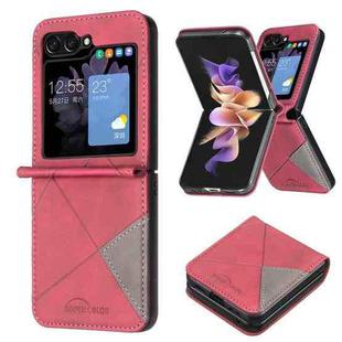 For Samsung Galaxy Z Flip5 Rhombus Texture PU + PC Shockproof Phone Case(Red)