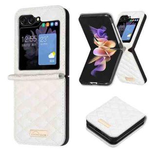 For Samsung Galaxy Z Flip6 Diamond Lattice PU + PC Shockproof Phone Case(White)