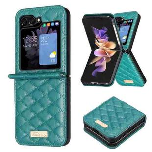 For Samsung Galaxy Z Flip5 Diamond Lattice PU + PC Shockproof Phone Case(Green)