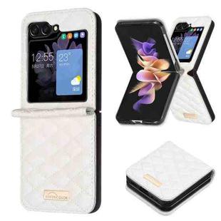 For Samsung Galaxy Z Flip5 Diamond Lattice PU + PC Shockproof Phone Case(White)