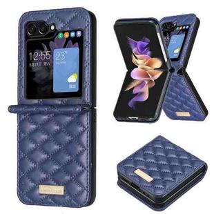 For Samsung Galaxy Z Flip7 Diamond Lattice PU + PC Shockproof Phone Case(Blue)