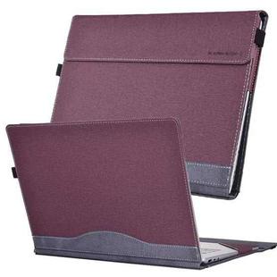 For Lenovo ThinkPad X1 Carbon Gen 9 Cloth Texture Laptop Leather Protective Case(Wine Red)