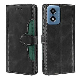 For Motorola Moto G Play 4G 2024 Skin Feel Magnetic Buckle Leather Phone Case(Black)
