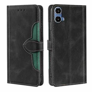 For Motorola Moto G34 5G Skin Feel Magnetic Buckle Leather Phone Case(Black)