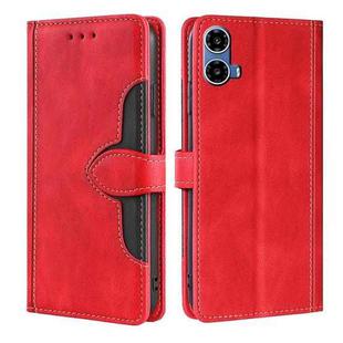 For Motorola Moto G34 5G Skin Feel Magnetic Buckle Leather Phone Case(Red)