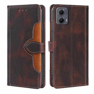 For Motorola Edge 5G 2024 Skin Feel Magnetic Buckle Leather Phone Case(Brown)