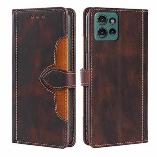 For Motorola Edge 50 5G Skin Feel Magnetic Buckle Leather Phone Case(Brown)