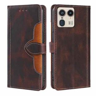 For Motorola Edge 50 Ultra Skin Feel Magnetic Buckle Leather Phone Case(Brown)