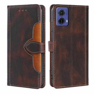 For Motorola Moto G85 5G Skin Feel Magnetic Buckle Leather Phone Case(Brown)