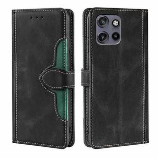 For Motorola Edge 50 Neo 5G Skin Feel Magnetic Buckle Leather Phone Case(Black)