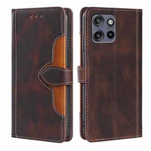 For Motorola Edge 50 Neo 5G Skin Feel Magnetic Buckle Leather Phone Case(Brown)