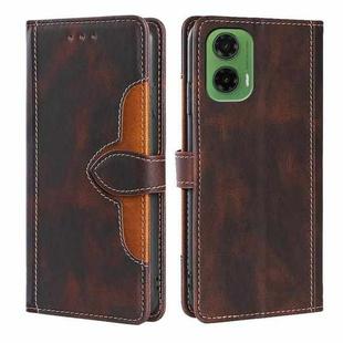 For Motorola Moto G35 5G Skin Feel Magnetic Buckle Leather Phone Case(Brown)