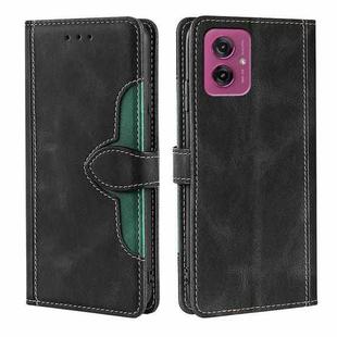 For Motorola Moto G55 5G Skin Feel Magnetic Buckle Leather Phone Case(Black)