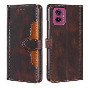 For Motorola Moto G55 5G Skin Feel Magnetic Buckle Leather Phone Case(Brown)