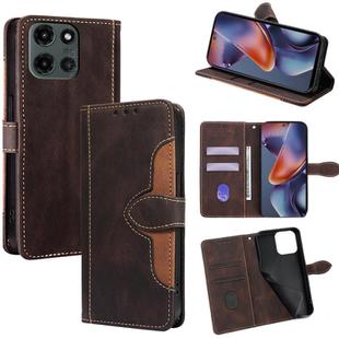 For Motorola Moto G 5G 2025 Skin Feel Magnetic Buckle Leather Phone Case(Brown)