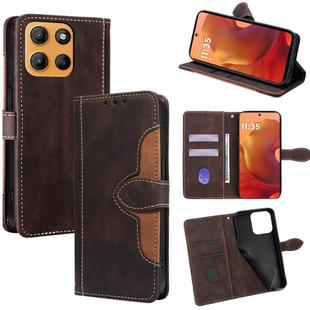 For Motorola Moto G15 / G15 Power Skin Feel Magnetic Buckle Leather Phone Case(Brown)