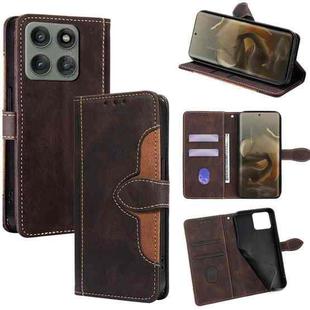 For Motorola Edge 60 Pro 5G Skin Feel Magnetic Buckle Leather Phone Case(Brown)