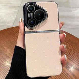 For Huawei Pura 70 Pro+ Electroplating Oblique Texture Shockproof Phone Case(Gold)