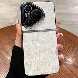 For Huawei Pura 70 Pro+ Electroplating Oblique Texture Shockproof Phone Case(White)