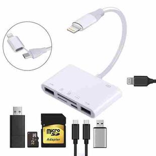 AJ-108PRO 6 in 2 USB-C / Type-C + 8 Pin Interface Multi-function Camera Card Reader(White)