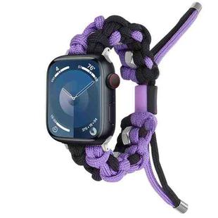For Apple Watch SE 2023 40mm Screw Nut Dual-Color Braided Paracord Watch Band(Black Purple)