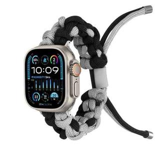 For Apple Watch Ultra 2 49mm Screw Nut Dual-Color Braided Paracord Watch Band(Black Grey)