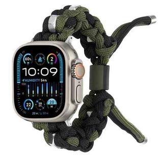 For Apple Watch Ultra 2 49mm Screw Nut Dual-Color Braided Paracord Watch Band(Black Green)