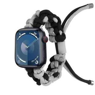 For Apple Watch Series 9 45mm Screw Nut Dual-Color Braided Paracord Watch Band(Black Grey)