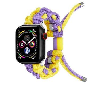 For Apple Watch Series 5 40mm Screw Nut Dual-Color Braided Paracord Watch Band(Purple Yellow)