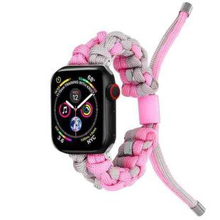 For Apple Watch Series 5 40mm Screw Nut Dual-Color Braided Paracord Watch Band(Silver Pink)