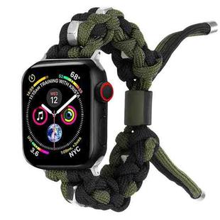 For Apple Watch Series 4 40mm Screw Nut Dual-Color Braided Paracord Watch Band(Black Green)