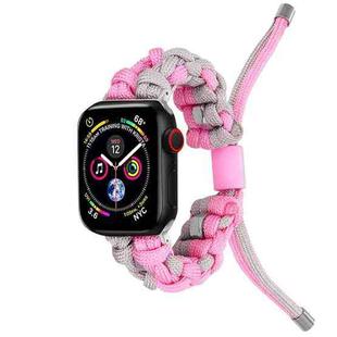 For Apple Watch Series 4 40mm Screw Nut Dual-Color Braided Paracord Watch Band(Silver Pink)