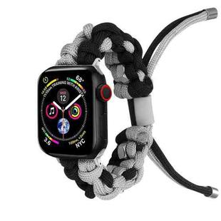 For Apple Watch Series 3 42mm Screw Nut Dual-Color Braided Paracord Watch Band(Black Grey)