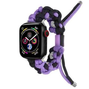 For Apple Watch 42mm Screw Nut Dual-Color Braided Paracord Watch Band(Black Purple)