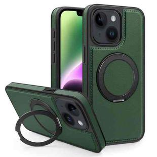 For iPhone 14 Plus Yashi 360 Degree Rotating MagSafe Bracket Phone Case(Dark Green)