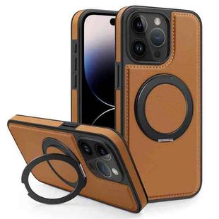 For iPhone 14 Pro Max Yashi 360 Degree Rotating MagSafe Bracket Phone Case(Brown)